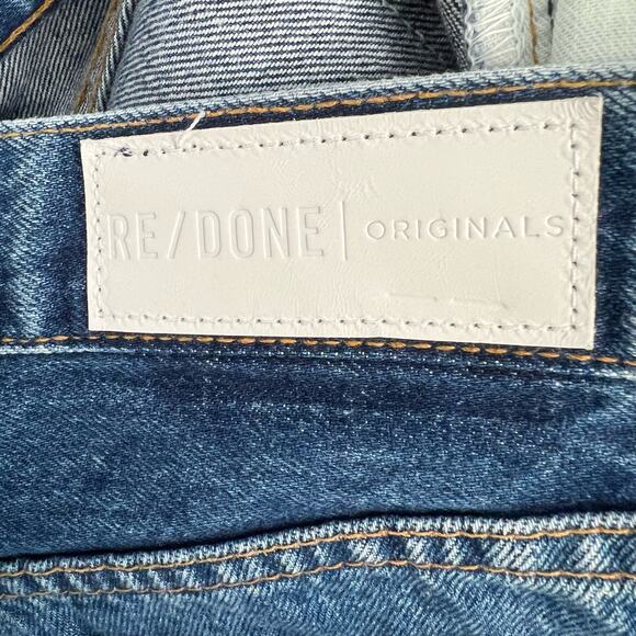 Re/Done High Rise Stove Pipe Denim Jeans Zip Fly Pockets Size 28 Retro Stretch - Picture 9 of 12